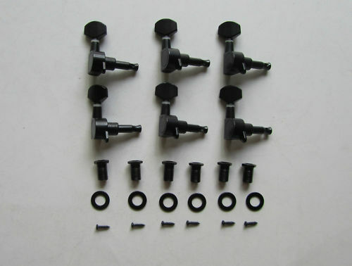 Black 6 Inline Guitar Tuning Keys Guitar Tuners Machine Heads for Strat Tele