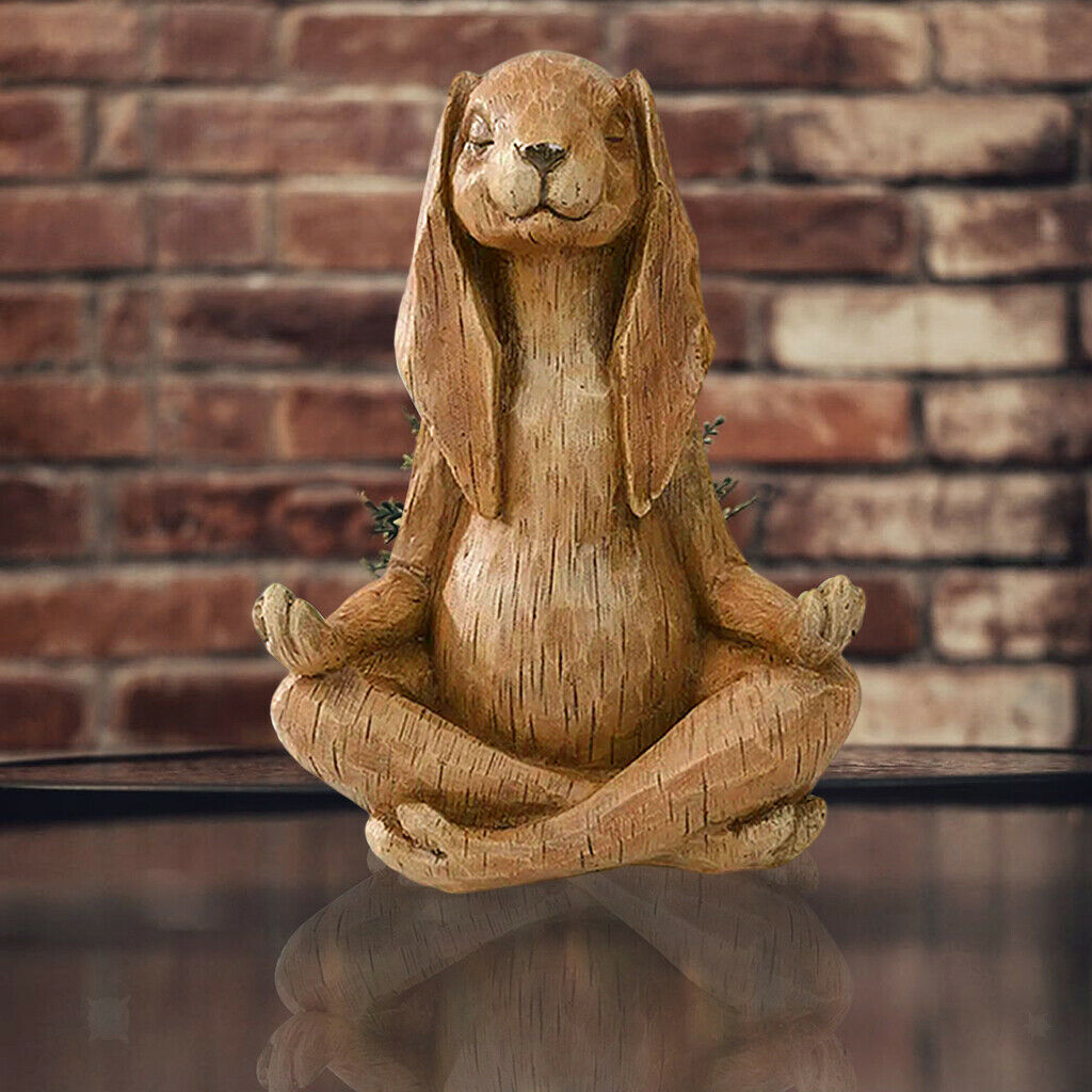 Zen Rabbit Statue Craft Garden Yard Tabletop Indoor Outdoor Sculpture Decor