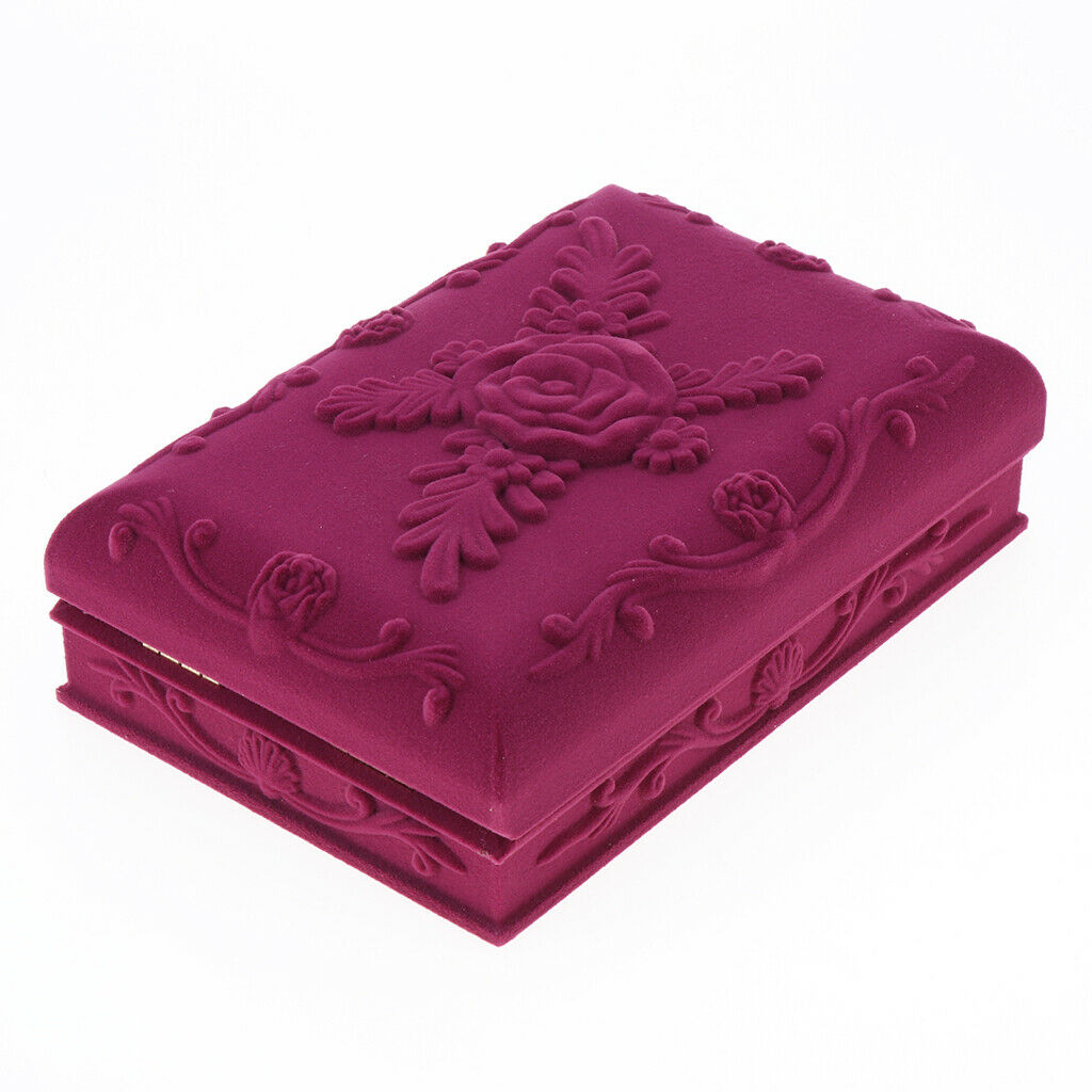 Embossed Velvet Jewelry Display Organizer Case Holder Storage Box Universal