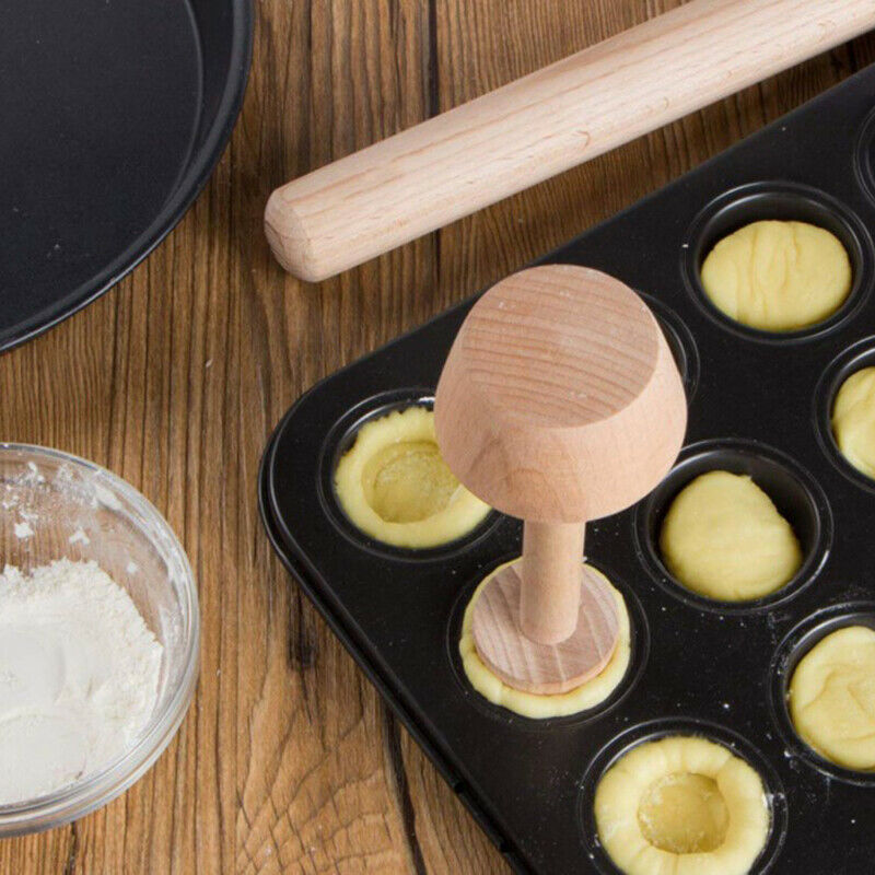 1Pc Wooden Egg Tart Mould Double Portable Pastry Pusher DIY Baki.l8