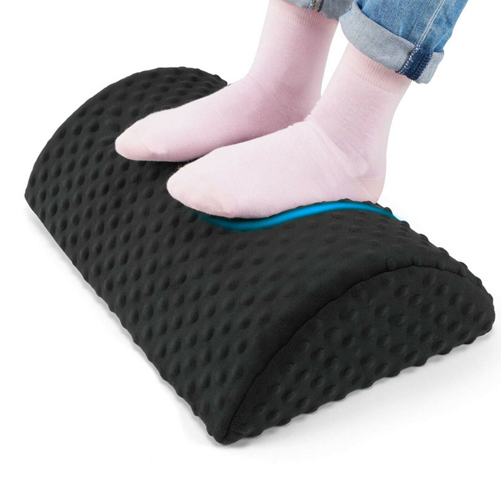 Ergonomic Foot Rest Under Desk Comfort Pillow Office Footrest Washable Black