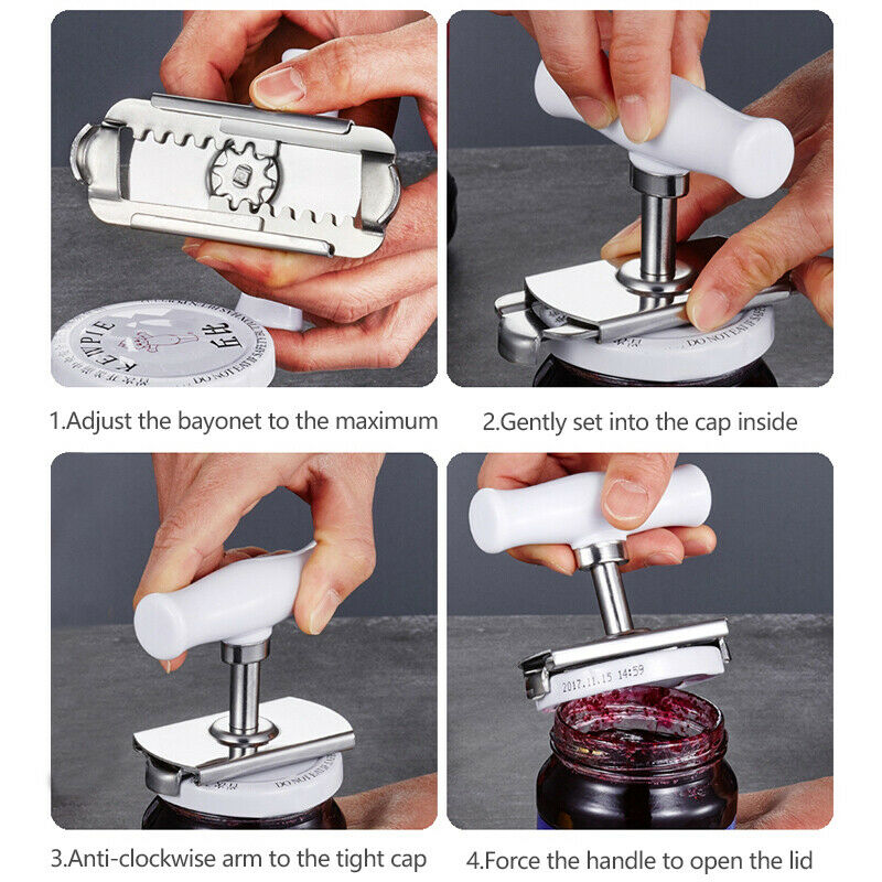Manual Stainless Steel Easy Can Jar Opener Adjustable Cap Lid Tool Kitch.l8