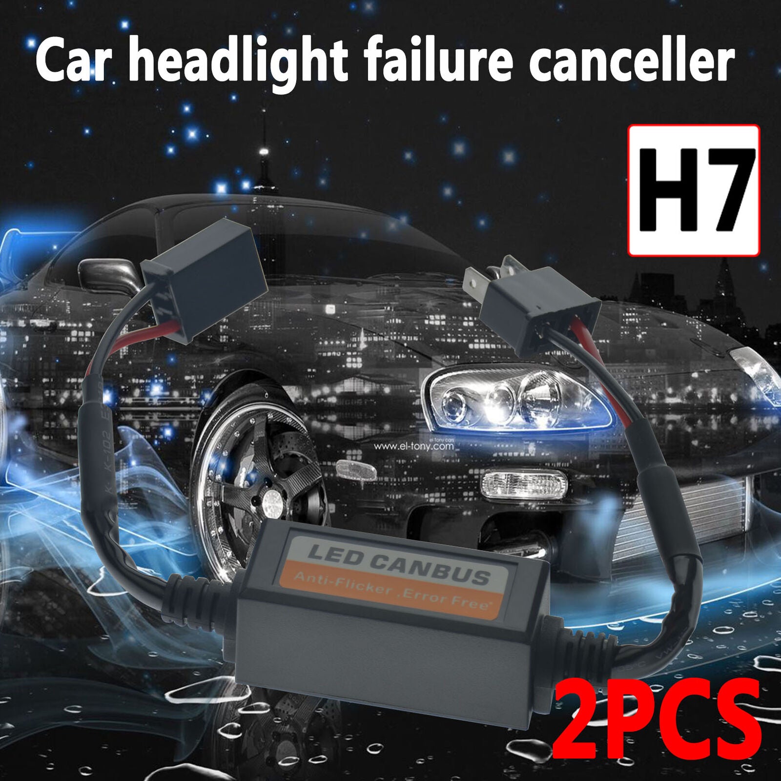 2pcs H7 Auto Car LED Headlight Decoder Canbus Error Free Resistor Canceller