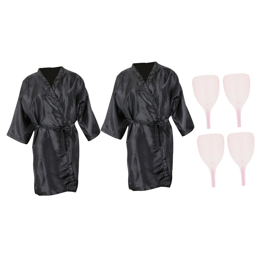 2x Non Stick Hair Cutting Capes Gowns Barber Cloth Apron + Hairspray Masks