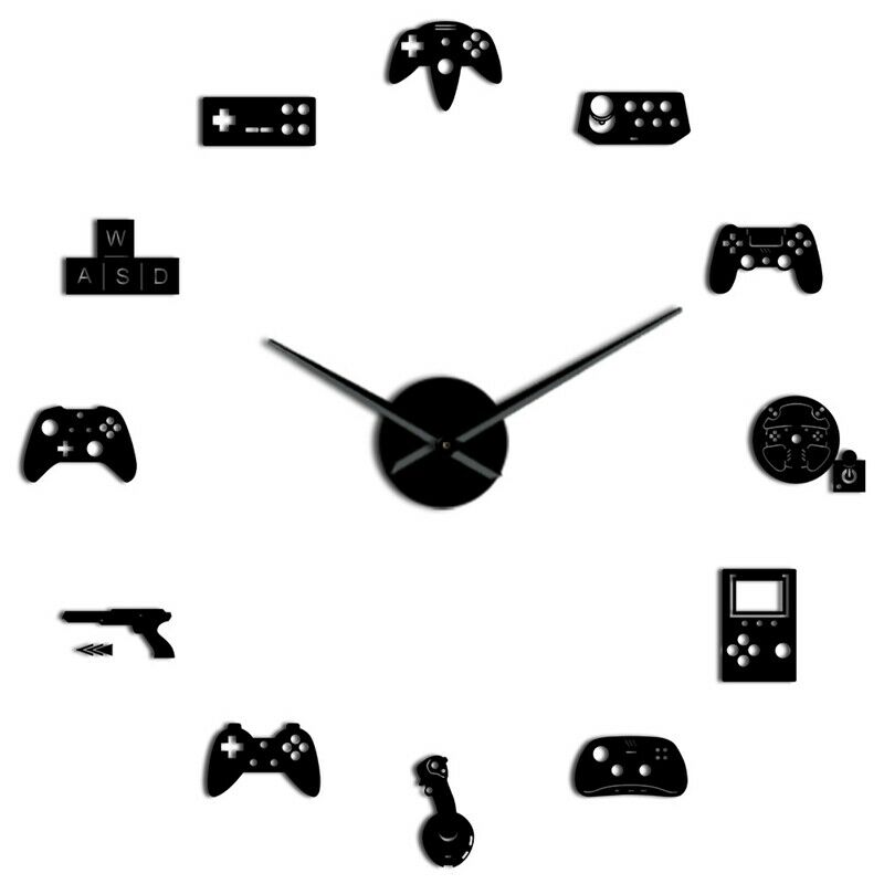 Game Controller Video Diy Giant Wall Clock Game Joysticks Stickers Gamer Wall O9