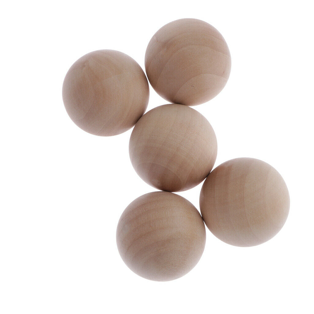 5 Pack Unfinished Natural Wooden Round Ball – 5cm Wooden Beads for Crafts and