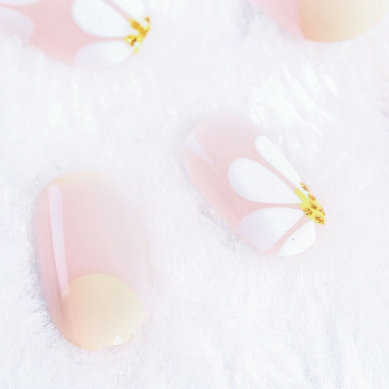 24x lady women's daisy style long manicure art tips false nails tool gift DIY&DD