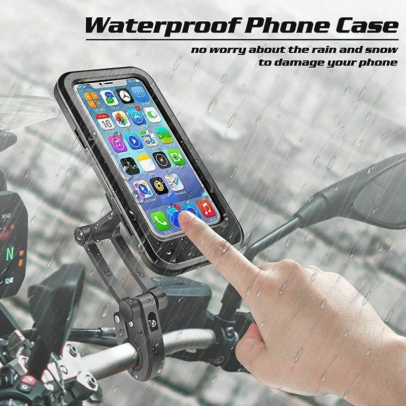 22-28MM Motorcycle Phone Support Waterproof Case Bike Rear View Mirror Stand