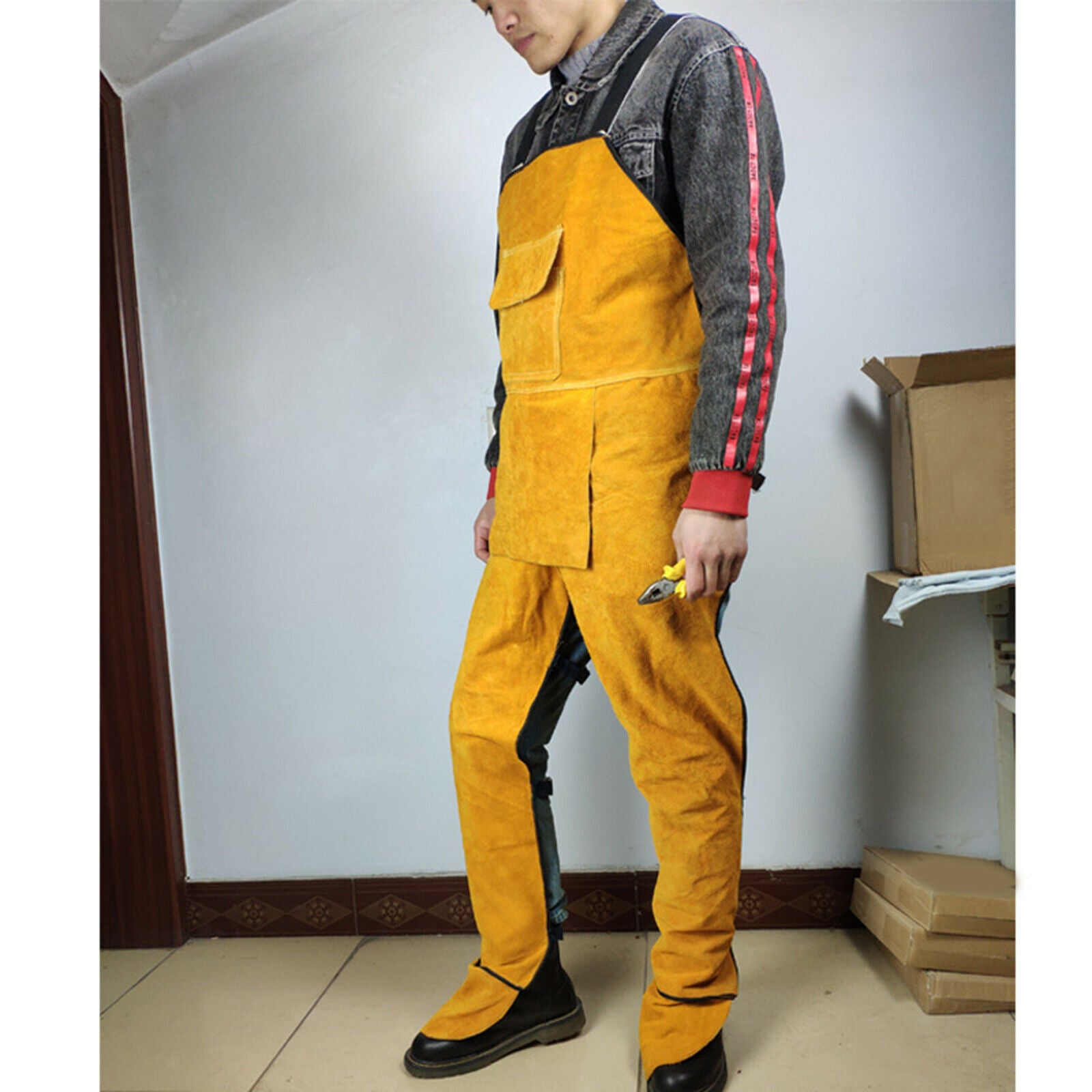 Welding Clothing Welding Apron with Pockets Heat & Flame Protaction Yellow