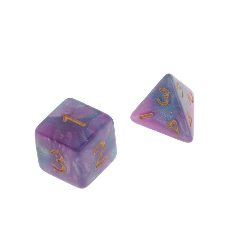 2X Polyhedral Dice Multi Sides Dice D&D RPG for Role Playing Game Green Purple
