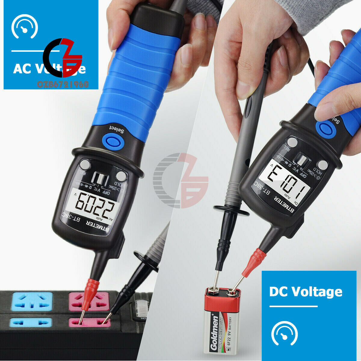 Portale Digital Pen Multimeter Voltage AC-DC Ohm Continuity Tester Capacity Blue