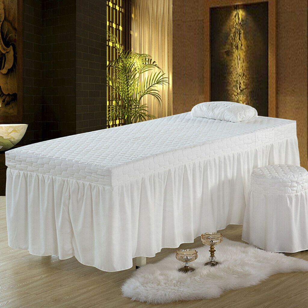 Spa Bed Valance Sheet Cover Beauty Face Table Sheet for Cosmetic White