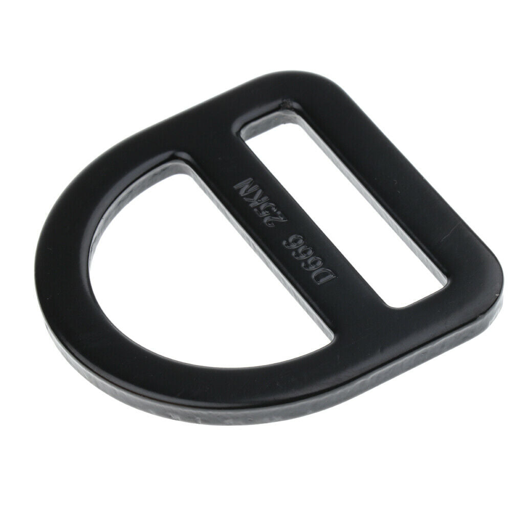 Black Carbon Steel Climbing Harness Seat Belt Buckle Slotted D Ring