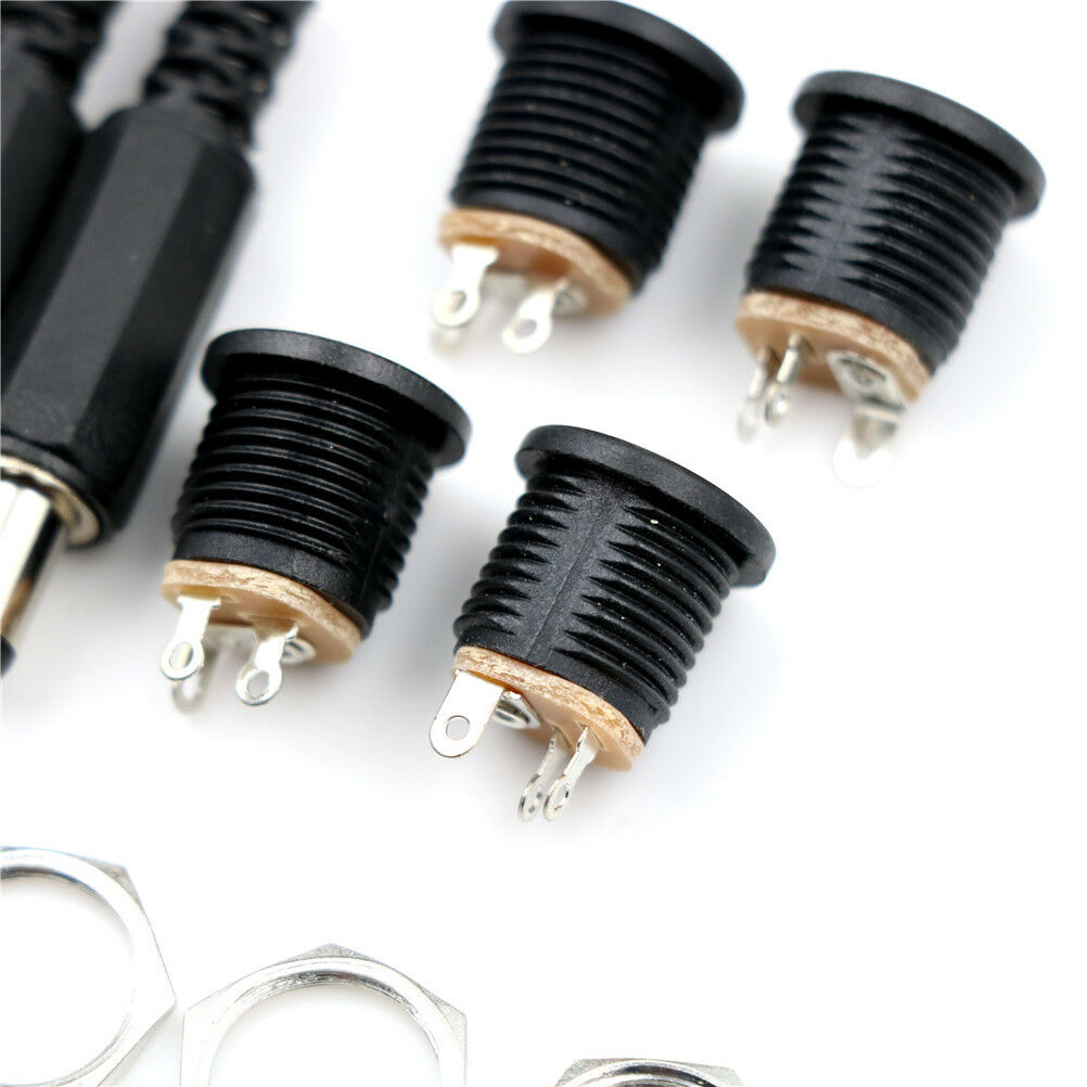 5 Pcs 5.5mm x 2.1mm Male DC Power Plug Connector Screw Lock Female Panel.SoY1