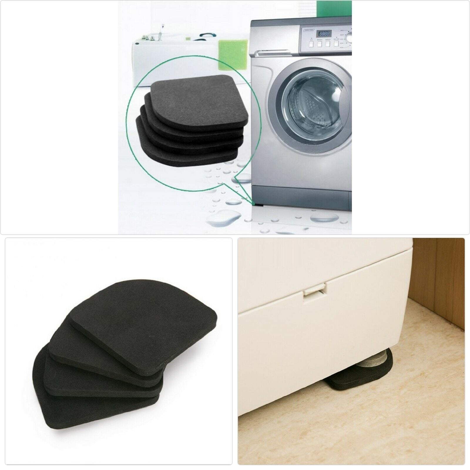 4 Rubber Anti Vibration Shock Pads Washing Machine Shake Noise Non-Slip Mute Mat