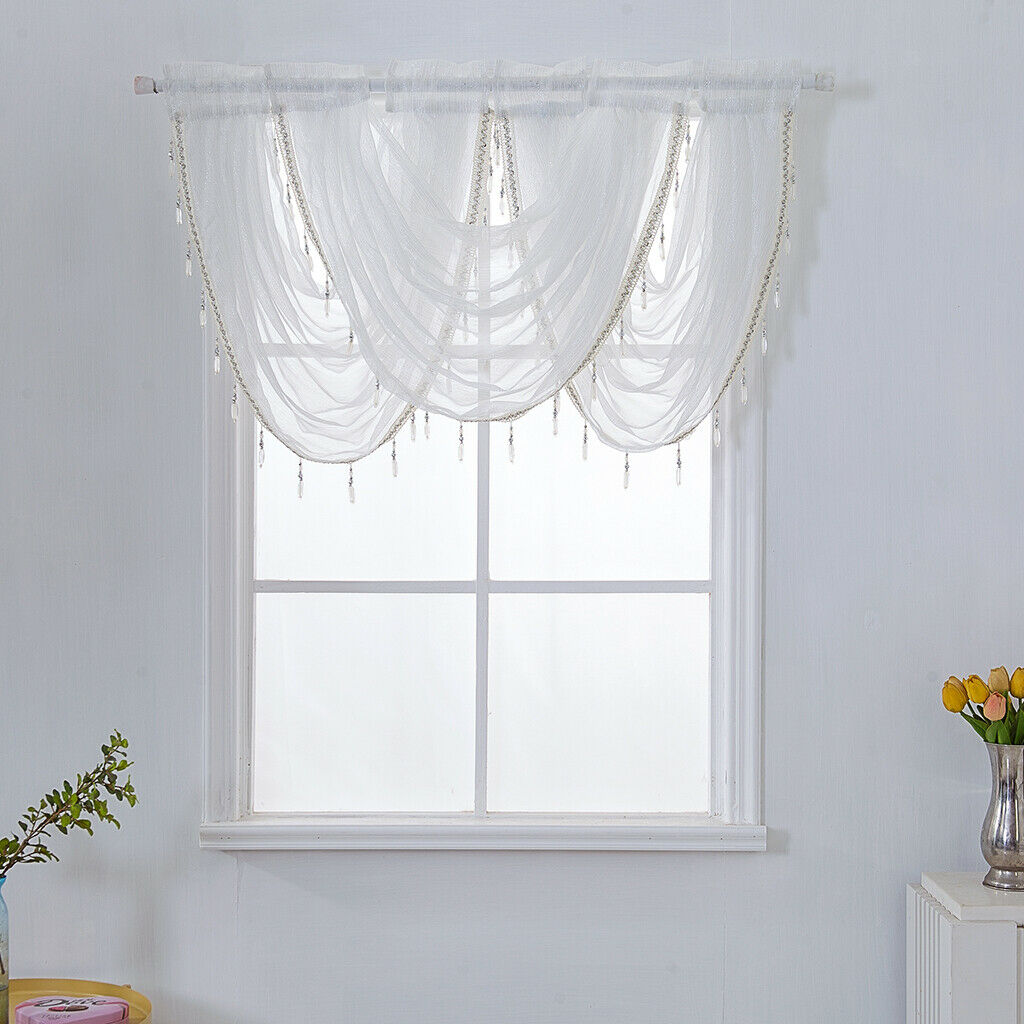Window Valance Sheer Balloon Shades Half Curtains for Window Decoration