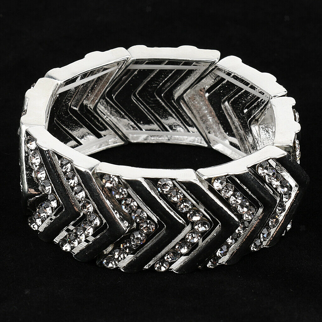 Crystal Rhinestone Elastic Bracelet Bangle for Wedding Bride Prom Girls