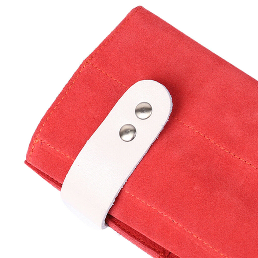 Leather Barber Hairdressing Tools Holder Pouch Scissors Shears Case Bag Red