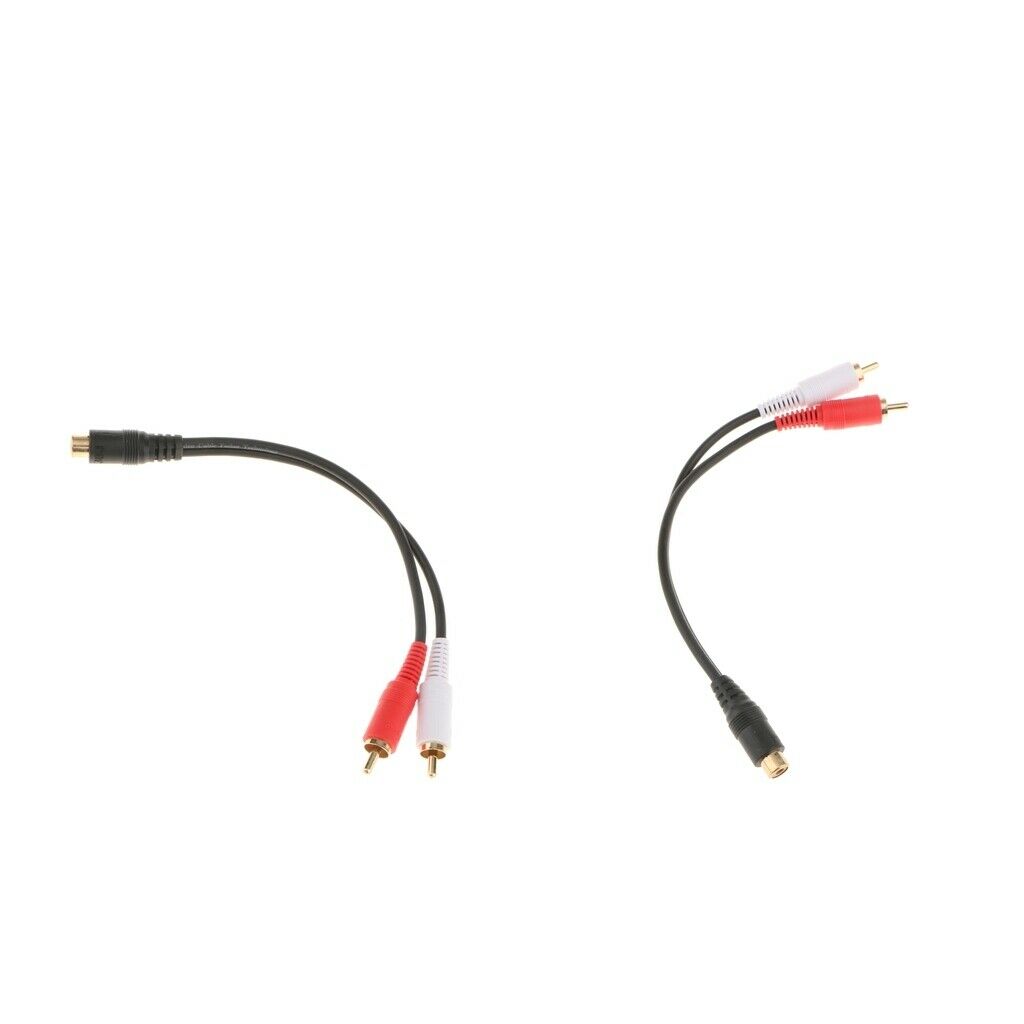 2x RCA Female Jack to 2x RCA Male Audio Cable Adapter Splitter Wire 0.2m