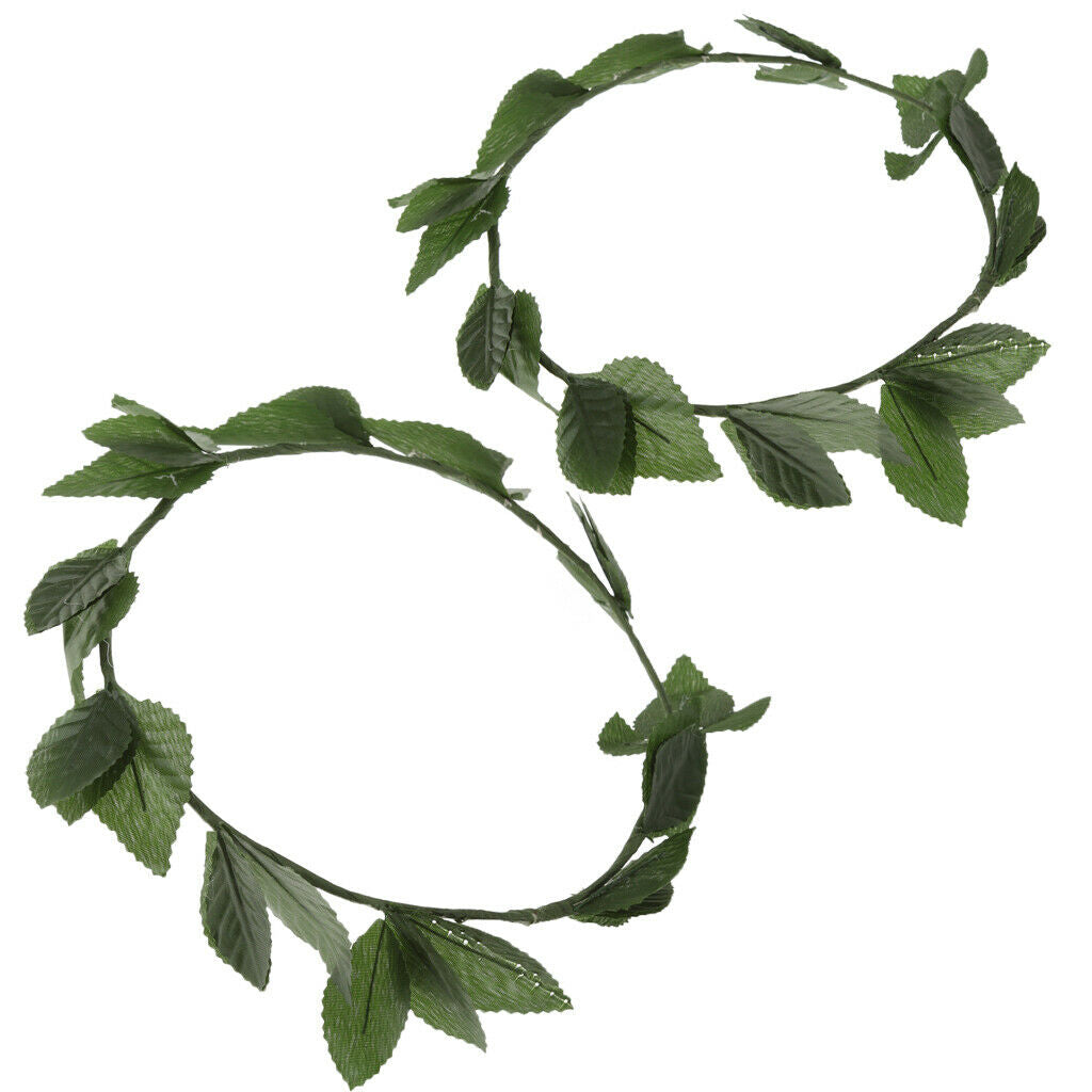 2pcs Greek Roman Goddess Headband Green Leaf Laurel Wreath Headwear Dressing up