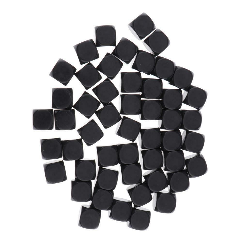 Lots 100 Plastic Black Blank D6 Dice for DND RPG Party Game Casino Supplies