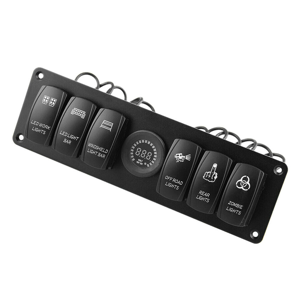 12V/24V 6 Gang Rocker Switch Panel Waterproof Control Switch