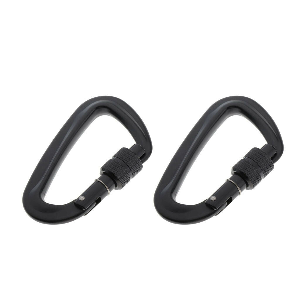 2x 12KN/5KN Aluminum Screw Lock Carabiner Light Keychain Buckles for Camping