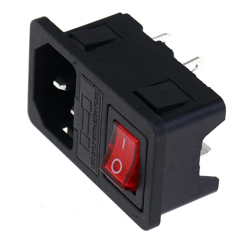 Inlet Male Power Socket With Fuse Switch 10A 250V 3 Pin IEC320 C14 .l8
