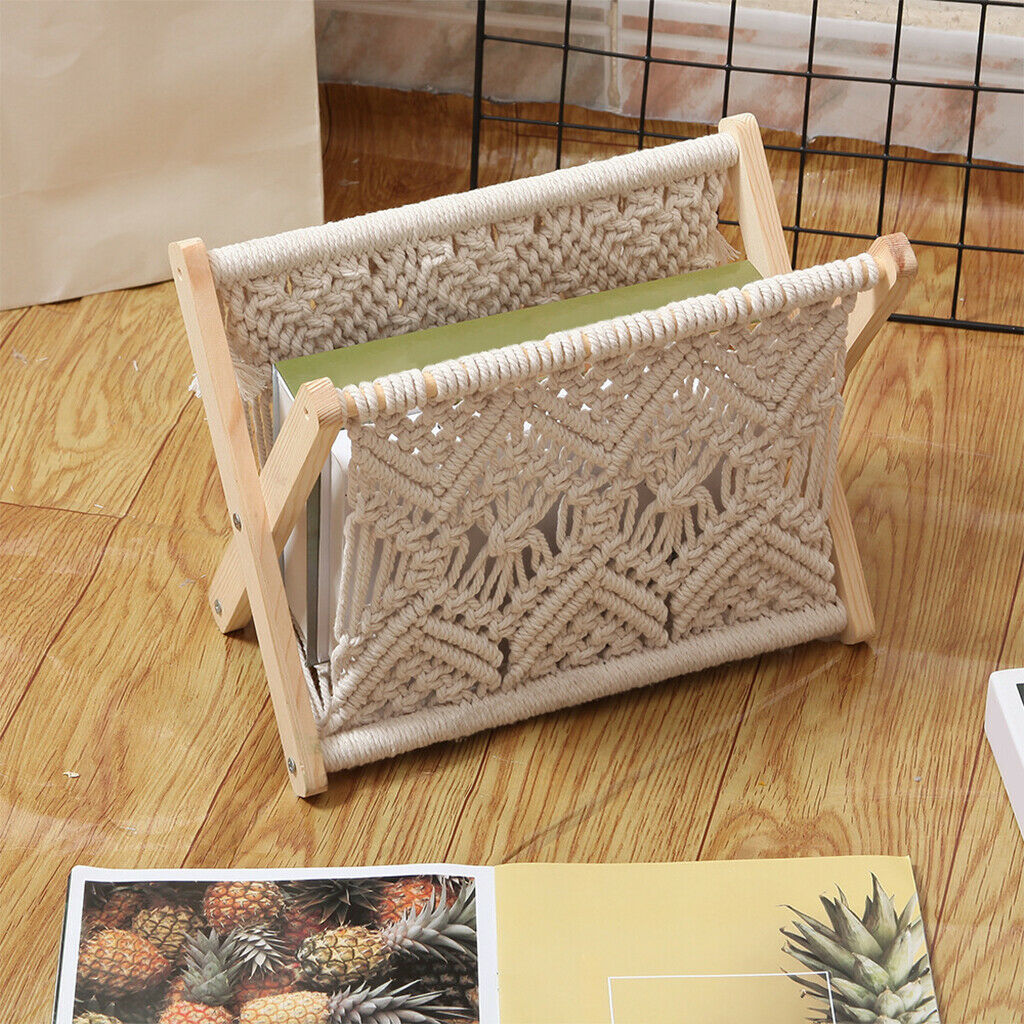 Handmade Magazine Rack Basket Remote Controls Boho Country Style Bathroom