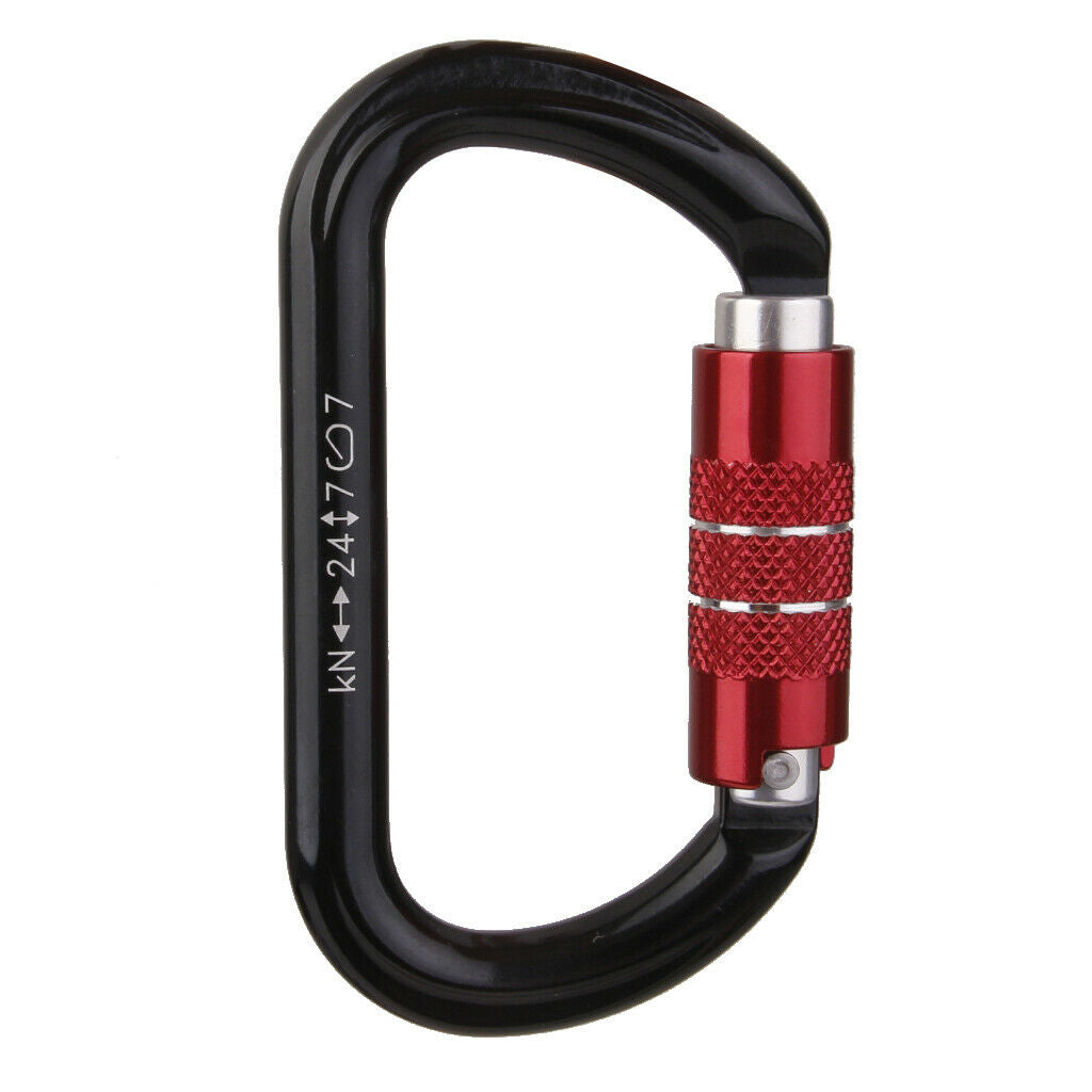 Self / Aut Locking Abseiling Rock Tree Climbing Aluminum Carabiner 24KN Gear