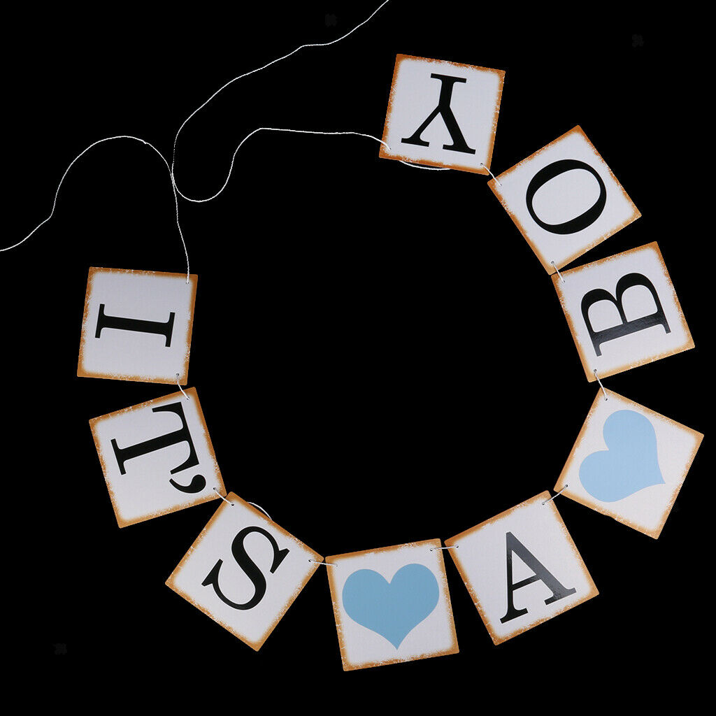 Set of 2 Baby Blue & White Letter Sign Baby Shower & It's A Boy Bunting Banner