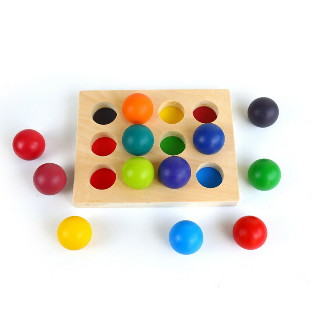 Wood Rainbow Sorting Board Matching Game Color Cognitive for Child Kids