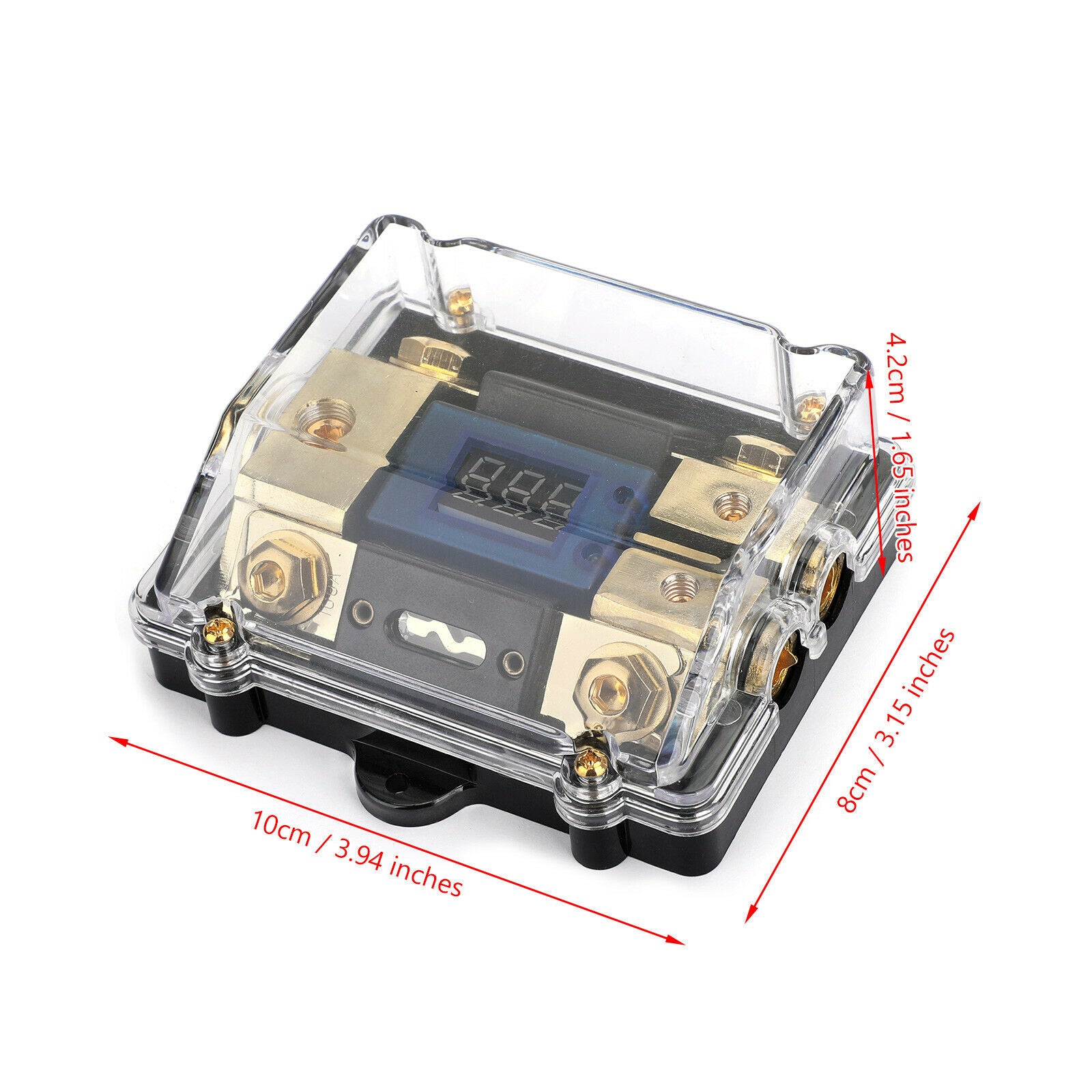 LED-Display 1x0 IN 2x4GA OUT Distribution Block Fuse Holder for Car Audio Marine