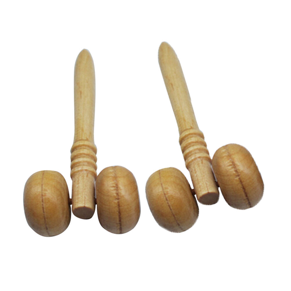 2x Wooden Roller Health Massager Reflexology Face Body Stress Relief Relax.l8
