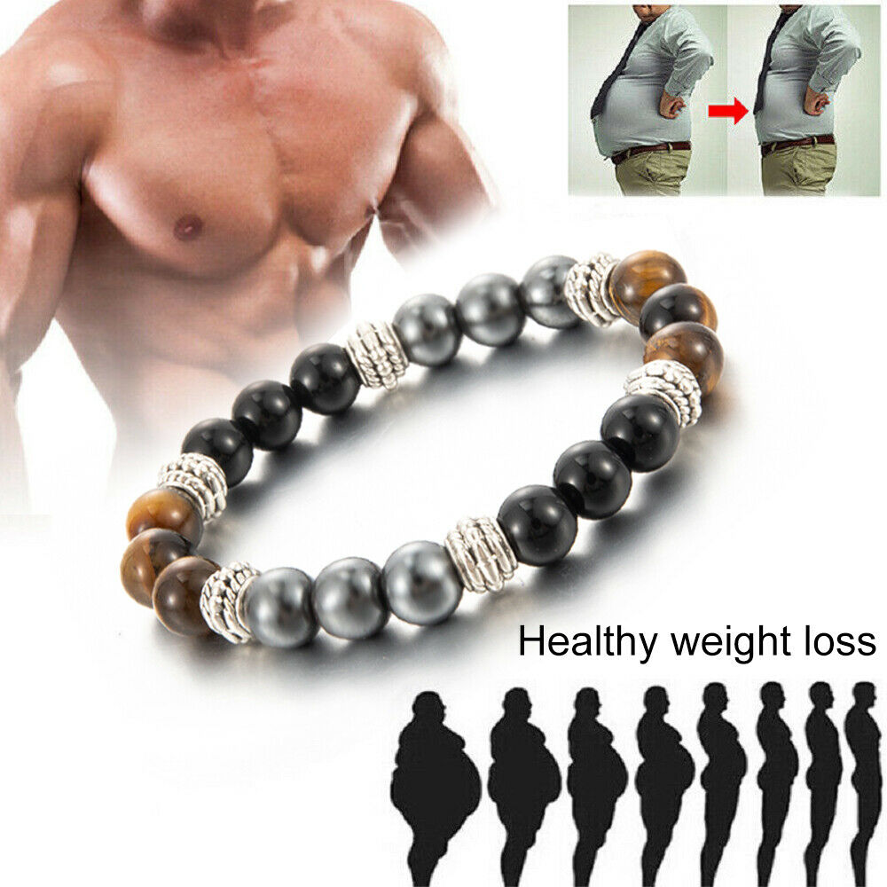 Energy Healing Stretch Bracelet Natural Stone Hematite Tiger Eye Obsidian Retro