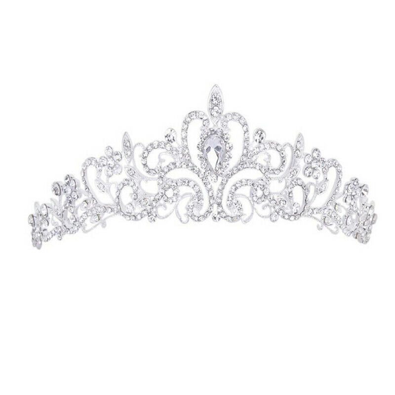 Women Girls Elegant Wedding Bride Crown Headwear Rhinestone Tiaras Cute Gift Ad