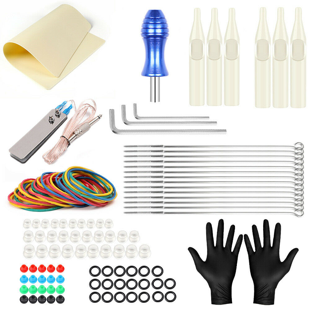 Complete Tattoo Kit Tattoo Shader Machine Needles Hook Line Power Supply EU plug