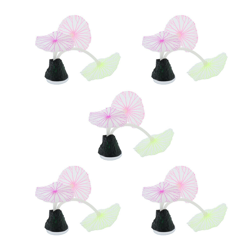 5pcs Aquarium Decor Fish Tank Decoration Ornament Artificial Silicone Plant