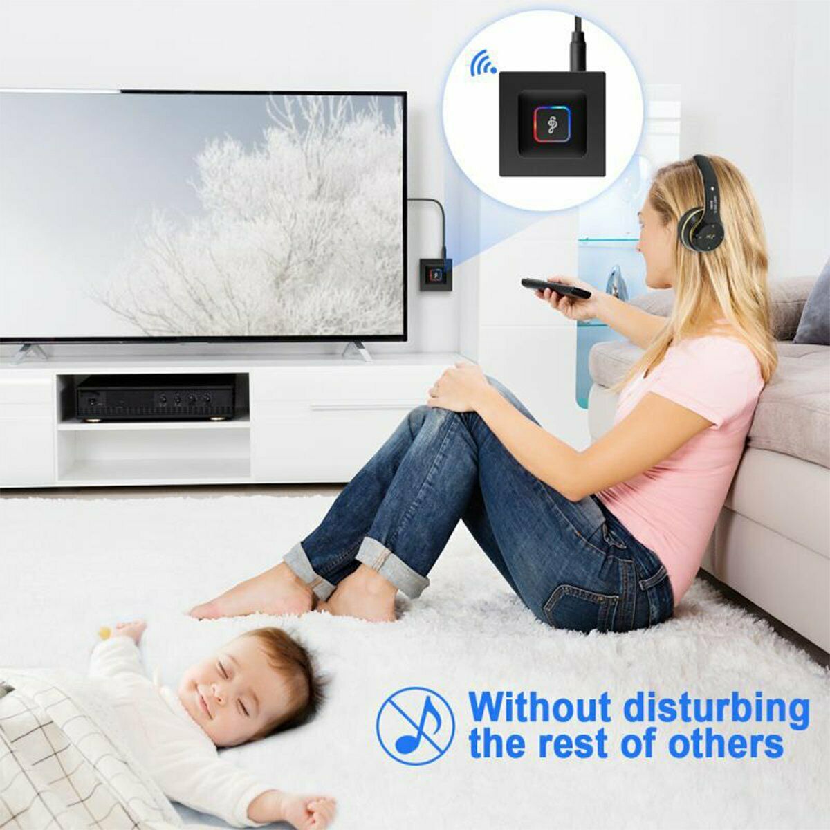 2 in1 HandSfree 4.2 Wireless Transmitter Receiver A2DP Audio Aux Adapter TV PC