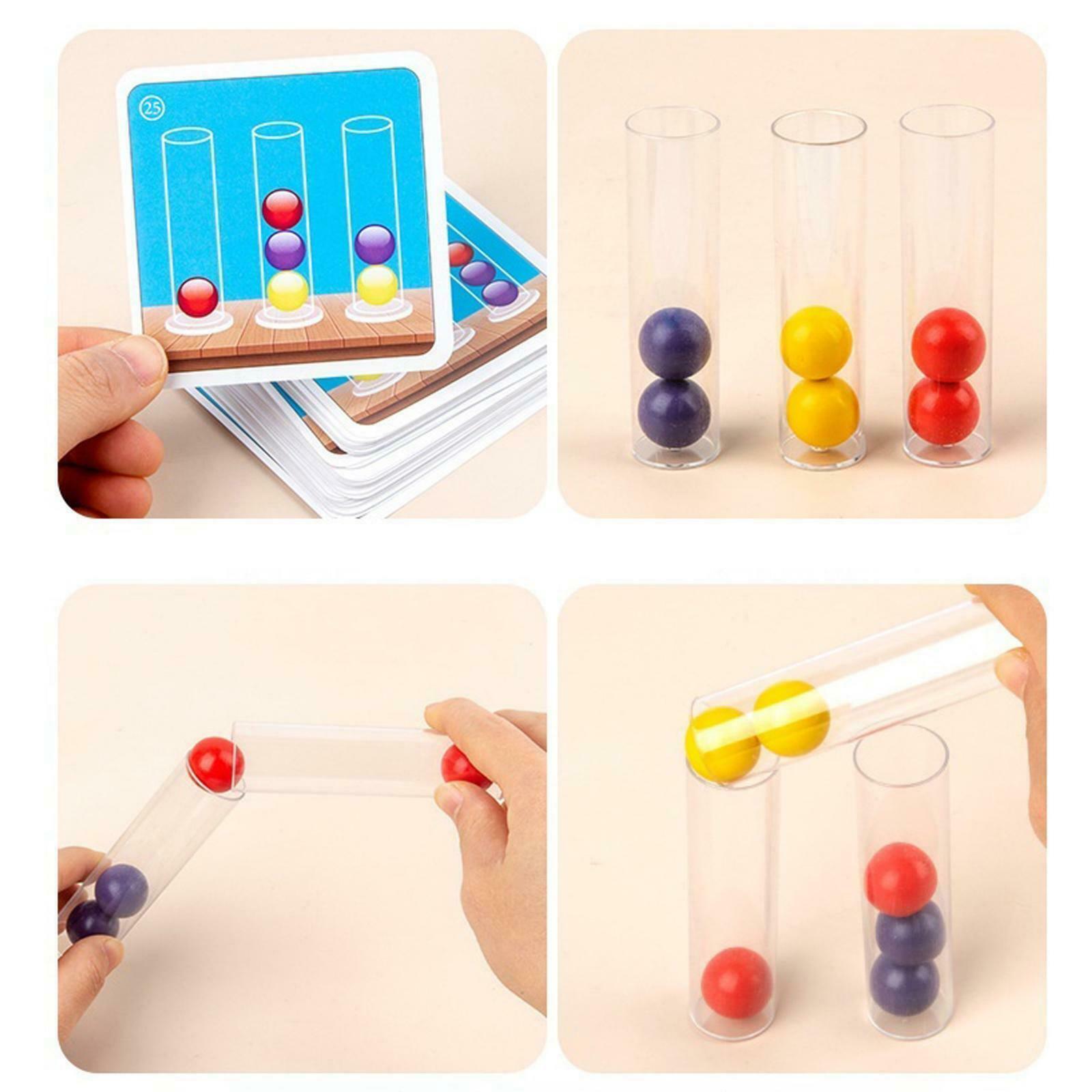 Montessori Wooden Bead Game Fine Motor Skill Test Tube Clip Beads Toys