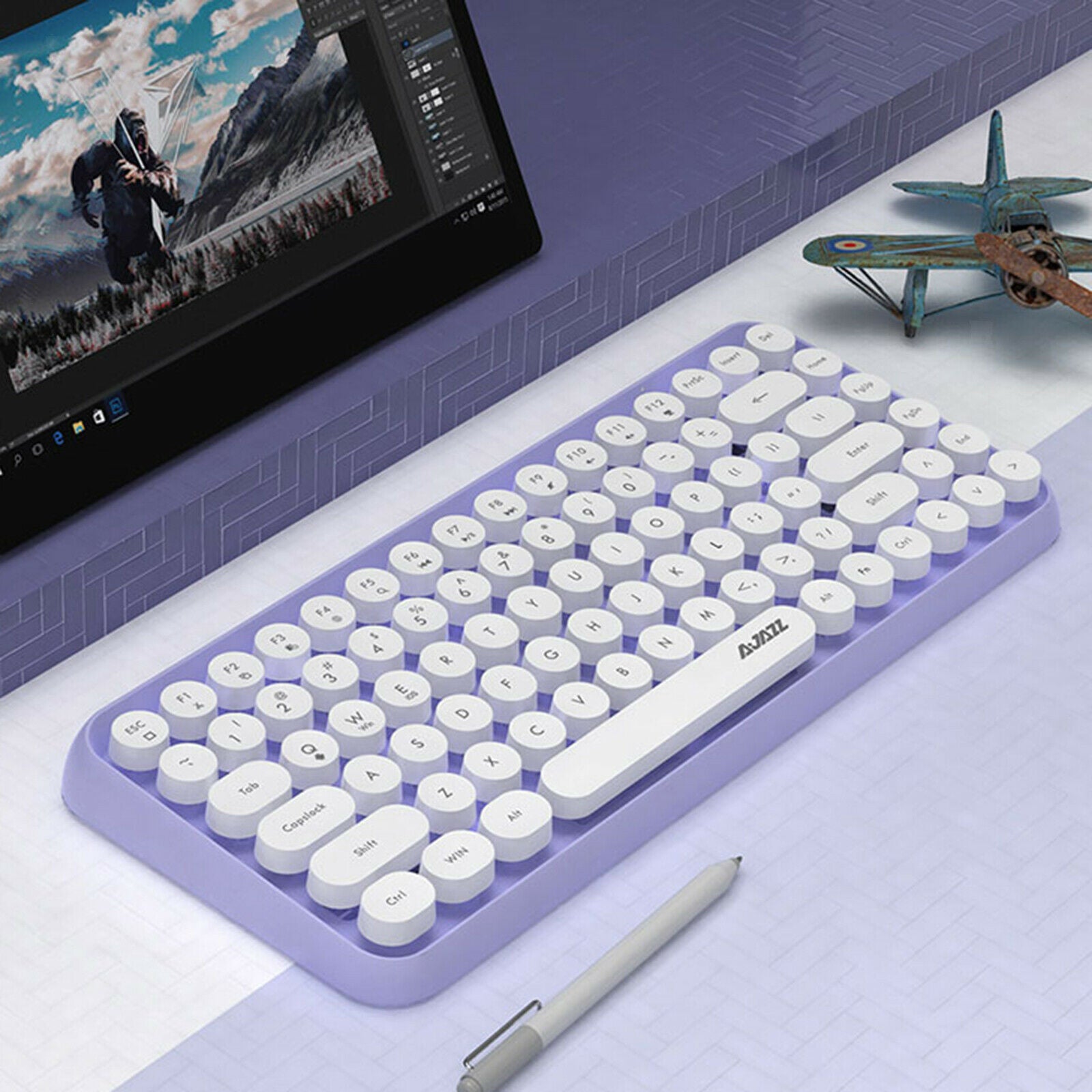 308i Wireless Keyboard Mini Retro Round Keycaps Gaming Keyboard Keypads