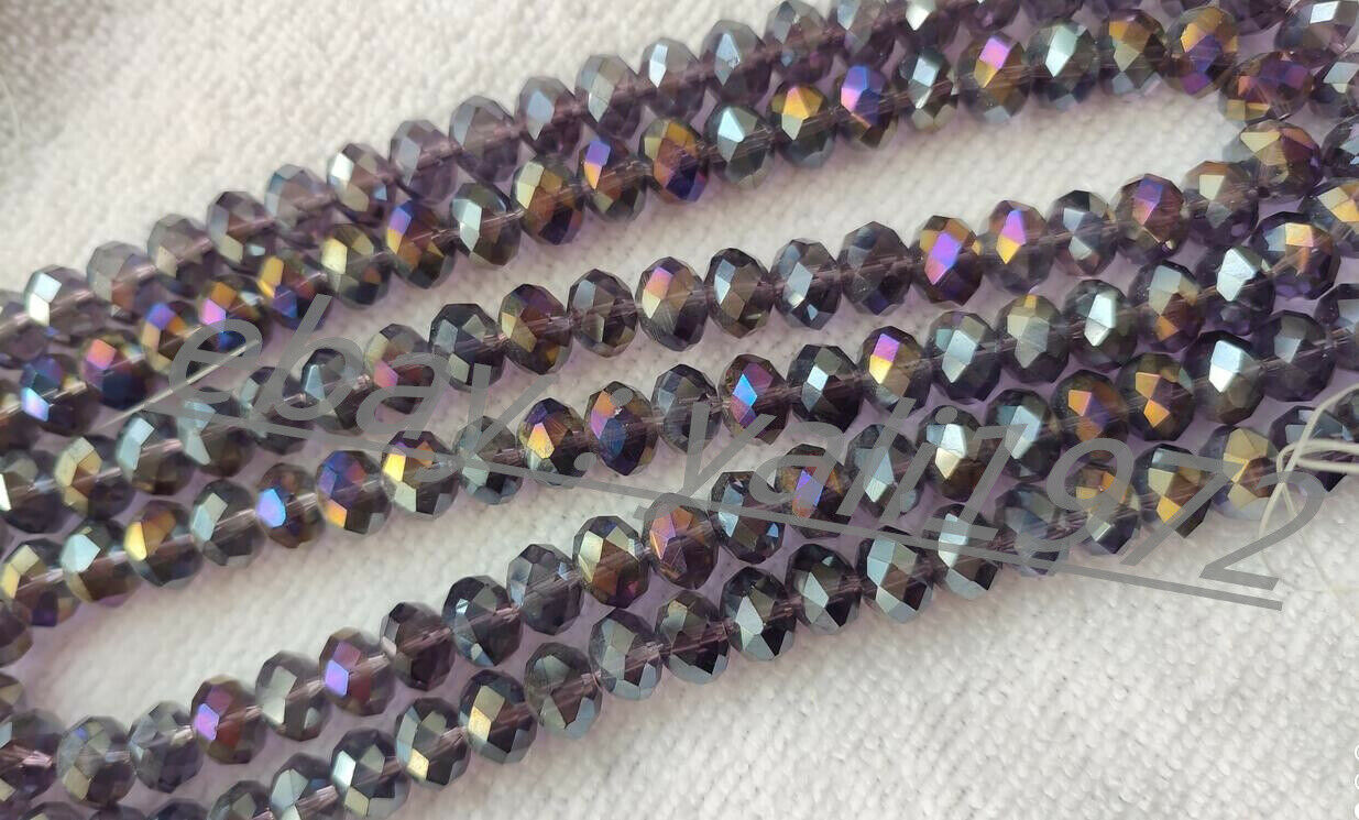 Wholesale 144pcs 8x10mm Purple Faceted Crystal Rondelle Loose Beads