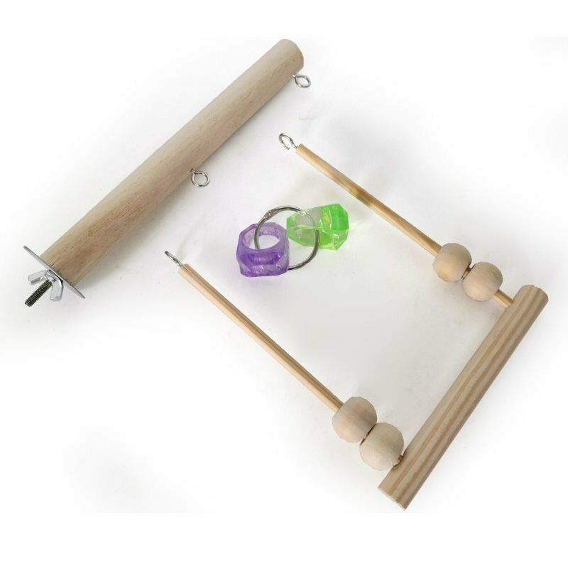 Wooden Parrot Bird Cage Perches Stand Tree Branch Pet Budgie Hanging To.l8