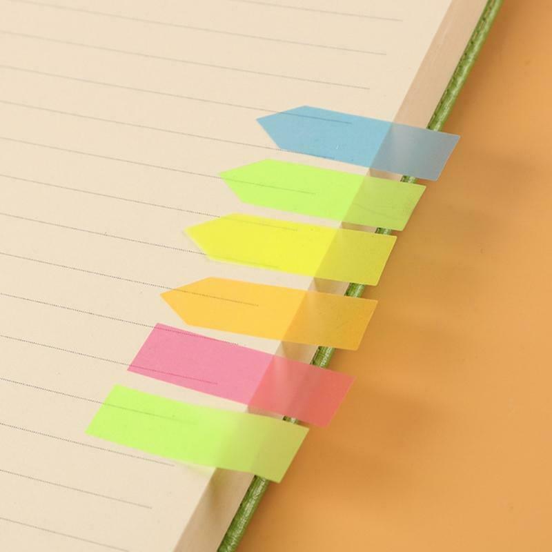 Fluorescent Color Rectangle Tabs Notebooks Paper Stickers Self-adhesive Note Set