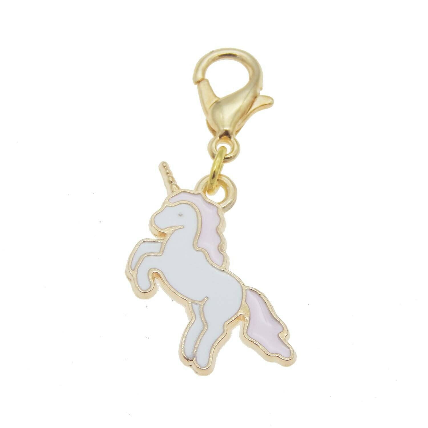 8pcs Alloy Enamel Charm Unicorn Pendant with Lobster Clasp Jewelry Craft 39*20mm