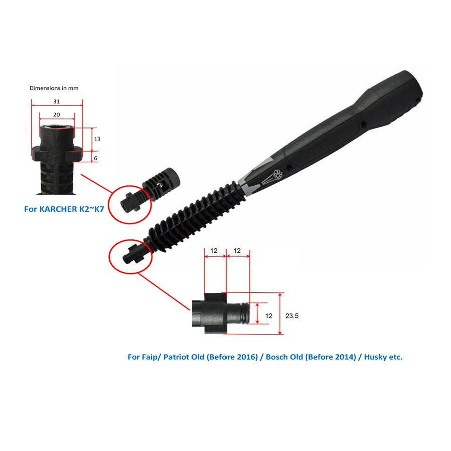 Adjustable Lance with 4 Jet Nozzles for K2 K3 K4 K5 K6 K7 High Pressure Cleaners