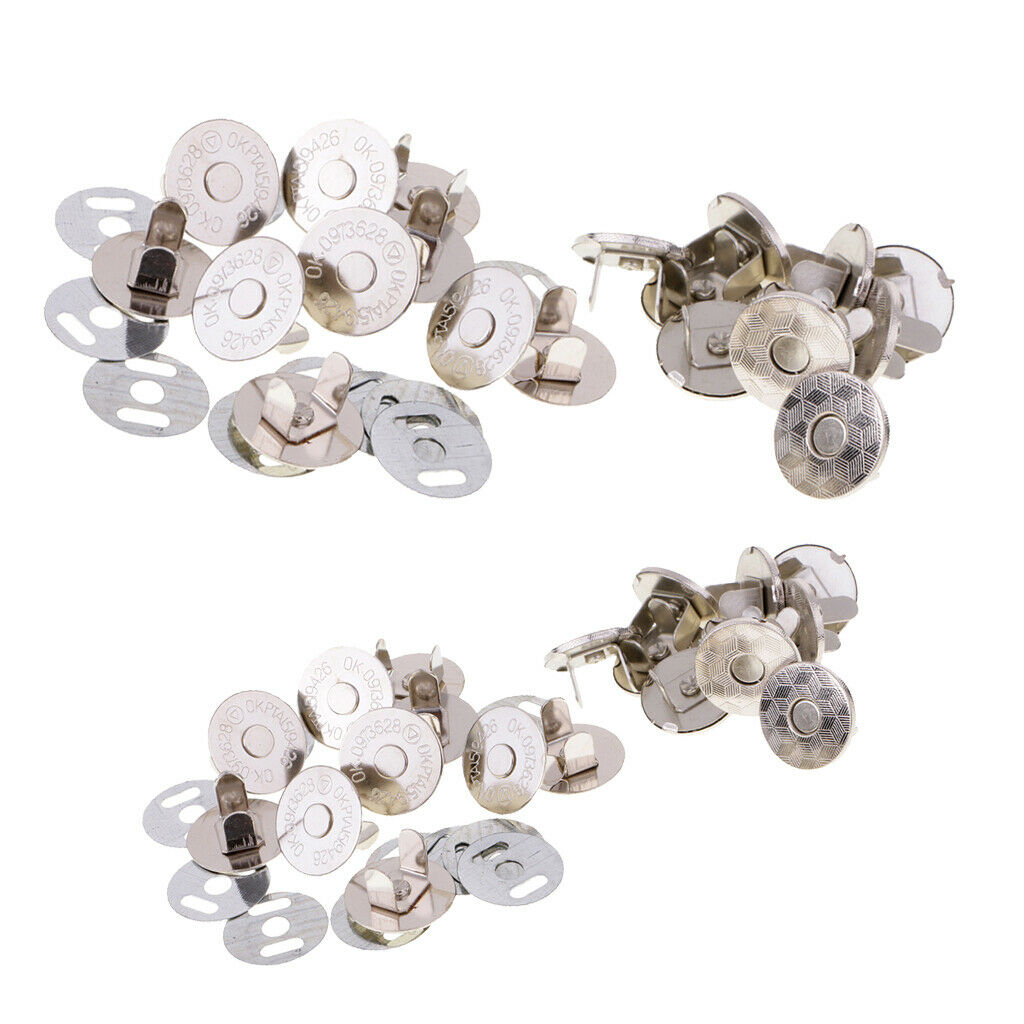 20 Sets Bag Purse Clasps Sewing Buttons Magnetic Metal Snaps Fasteners