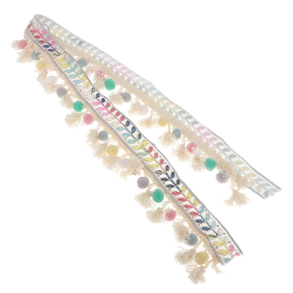 1 Yard Quality Rainbow  Pompom Fringe Lace Trim Edging for Craft Decor