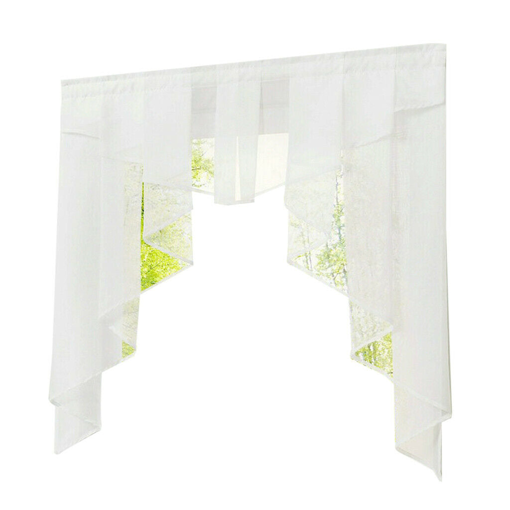 Stitching Pleated Roman Curtain Tulle for Balcony Window White 100Wx100H