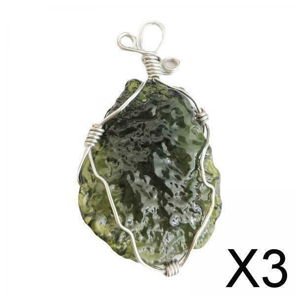 3X Moldavite Pendant Natural Energy Stone Minerals Elegant Gift for Women Girls